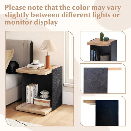 End Table 2-Tier Sofa Side Table with Open Storage Shelf-Oak - Oak - End & Side Tables