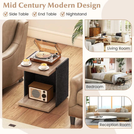 End Table 2-Tier Sofa Side Table with Open Storage Shelf-Oak - Oak - End & Side Tables