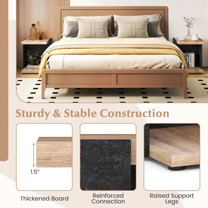End Table 2-Tier Sofa Side Table with Open Storage Shelf-Oak - Oak - End & Side Tables