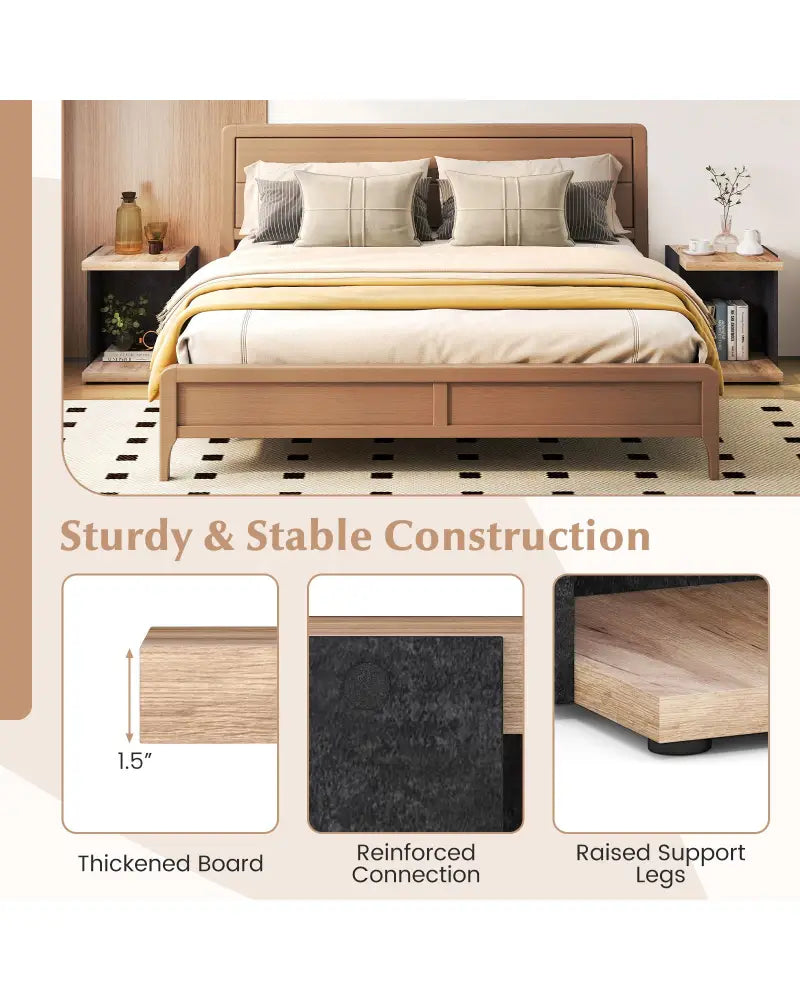 End Table 2-Tier Sofa Side Table with Open Storage Shelf-Oak - Oak - End & Side Tables