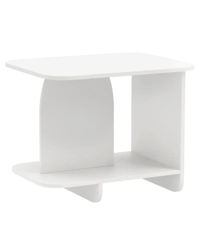 End Table 2-Tier Sofa Side Table with Storage Shelf for Small Space-White - White - End & Side Tables