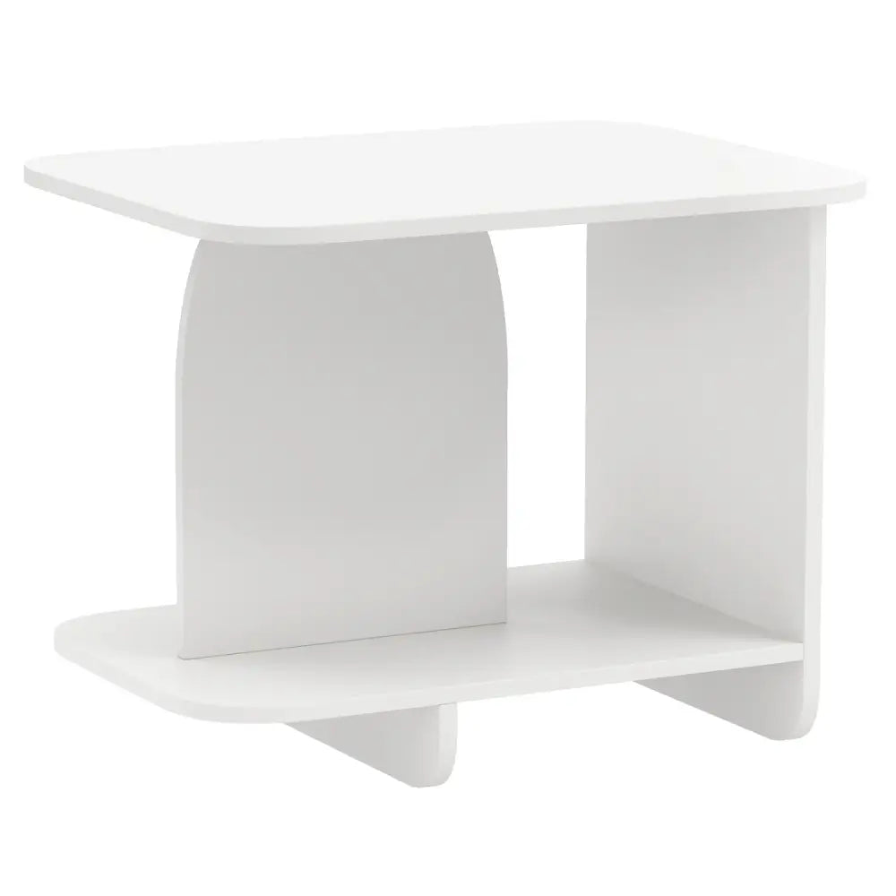 End Table 2-Tier Sofa Side Table with Storage Shelf for Small Space-White - White - End & Side Tables