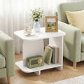 End Table 2-Tier Sofa Side Table with Storage Shelf for Small Space-White - White - End & Side Tables