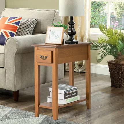 End Table Bedside Sofa End Table Narrow Nightstand with Wooden Legs - Yellow - End & Side Tables