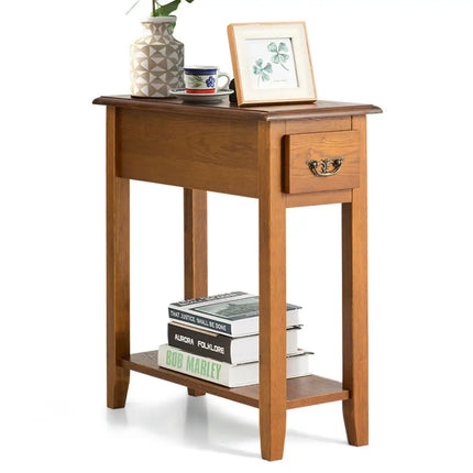 End Table Bedside Sofa End Table Narrow Nightstand with Wooden Legs - Yellow - End & Side Tables