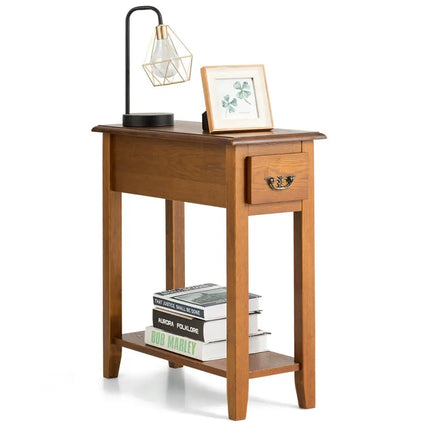 End Table Bedside Sofa End Table Narrow Nightstand with Wooden Legs - Yellow - End & Side Tables