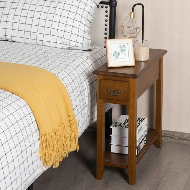End Table Bedside Sofa End Table Narrow Nightstand with Wooden Legs - Yellow - End & Side Tables
