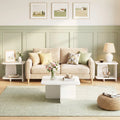 End Table Set of 2 2-Tier Sofa Side Tables with Storage Shelf-White - White - End & Side Tables