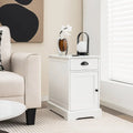 End Table with Charging Station and Flip Top-White - White - End & Side Tables