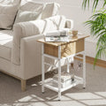 End Table with Charging Station USB Ports Outlets and Flip Top-Natural - Natural - End & Side Tables