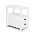 End Table Wooden with 2 Drawers and Shelf Bedside Table-White - White - Nightstands
