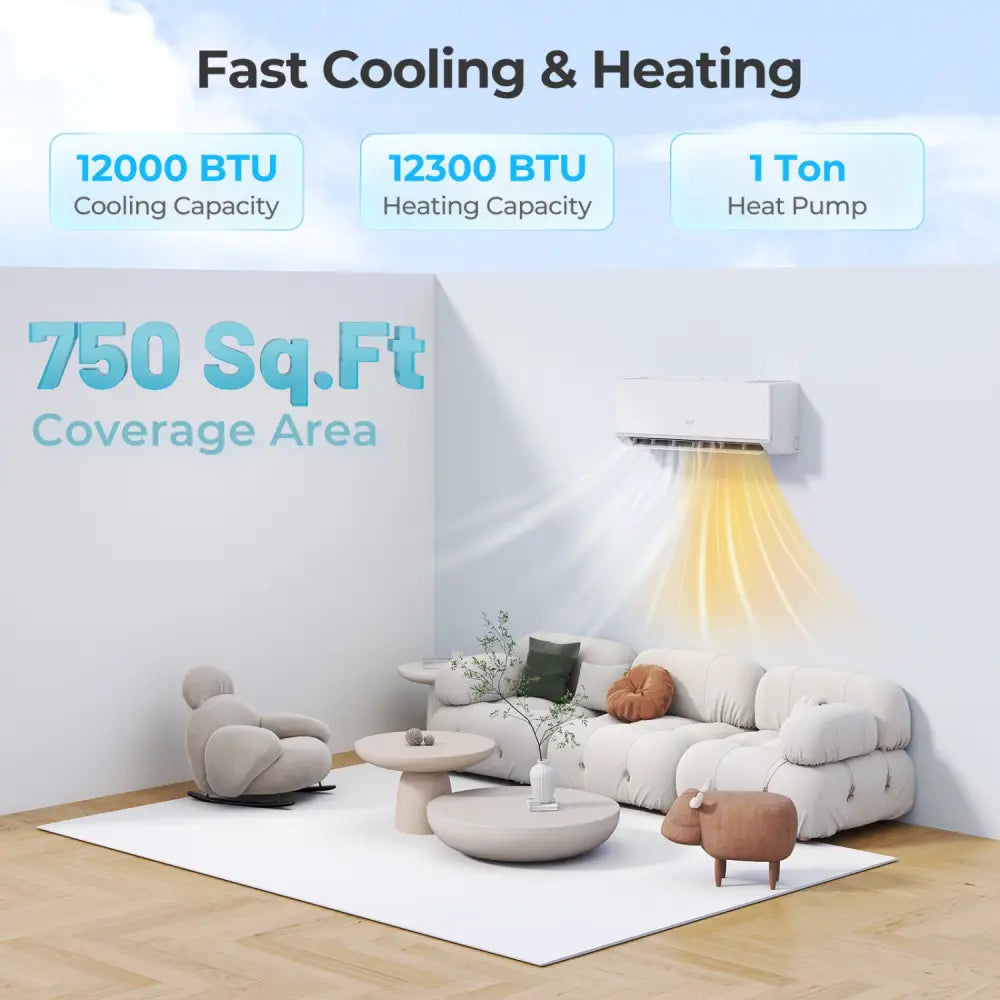 ENERGY STAR Certified 12000 BTU 24 SEER2 208-230V Mini Split Heat Pump with Bracket Heating at -25„ƒ - White - 12000