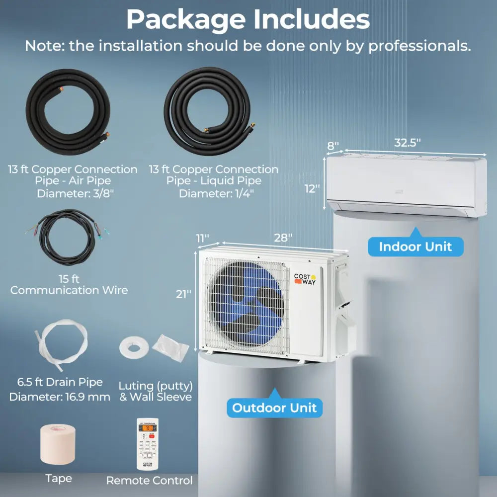 ENERGY STAR Certified 12000 BTU 24 SEER2 208-230V Mini Split Heat Pump with Bracket Heating at -25„ƒ - White - 12000