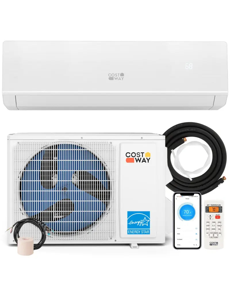 ENERGY STAR Certified 18000 BTU 25 SEER2 208-230V Mini Split Heat Pump with Bracket Heating at -25„ƒ - White - 18000