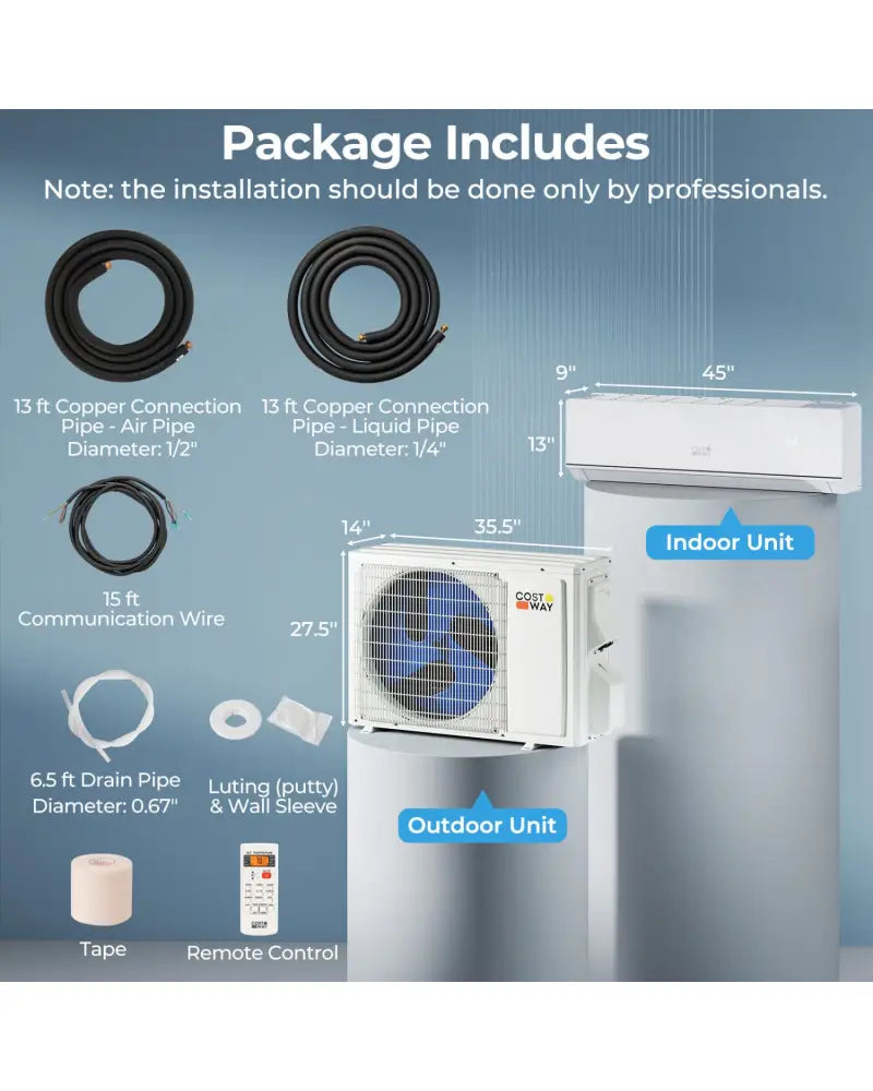 ENERGY STAR Certified 18000 BTU 25 SEER2 208-230V Mini Split Heat Pump with Bracket Heating at -25„ƒ - White - 18000
