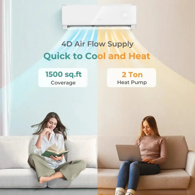 Energy Star Certified 24000 BTU 21 SEER2 208-230V Mini Split Air Conditioner and Heater White Wifi Enabled Costway