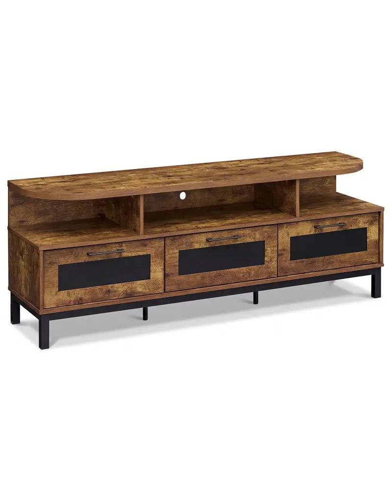 Entertainment Center with 3 Storage Drawers and Open Shelves-Rustic Brown - Rustic Brown - Entertainment Centers & TV