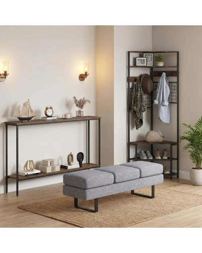 Entryway Set with 44 Inch Console Table 5-Tier Corner Hall Tree and Waiting Room Bench - Entryway