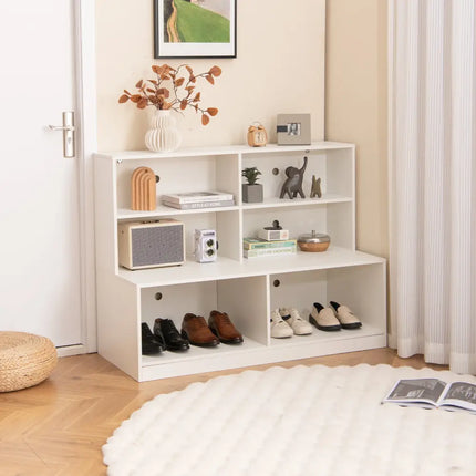 Entryway Shoe Cabinet with 2 Anti-tipping Kits-White - White - Shoe Racks & Storage Benches