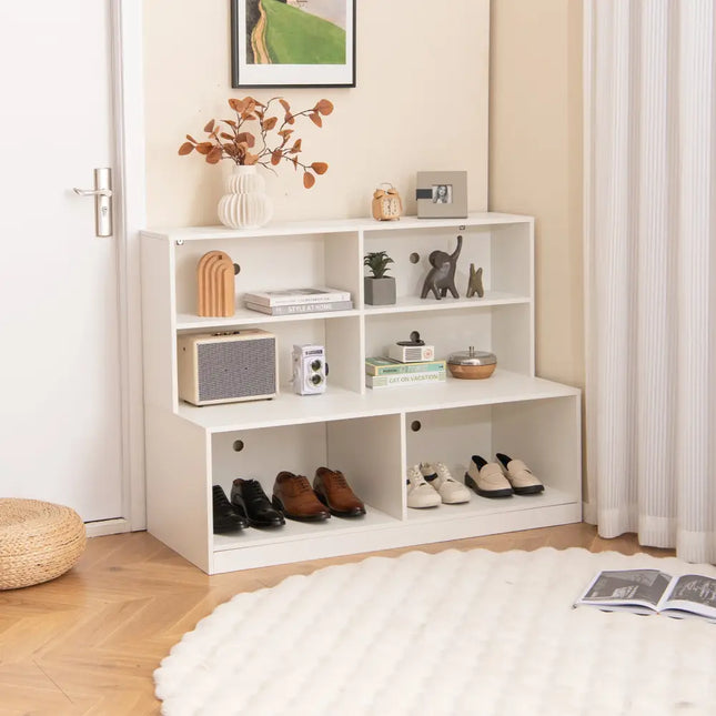 Entryway Shoe Cabinet with 2 Anti-tipping Kits-White - White - Shoe Racks & Storage Benches
