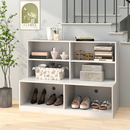 Entryway Shoe Cabinet with 2 Anti-tipping Kits-White - White - Shoe Racks & Storage Benches