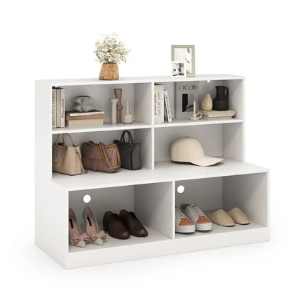 Entryway Shoe Cabinet with 2 Anti-tipping Kits-White - White - Shoe Racks & Storage Benches