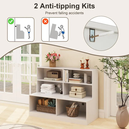 Entryway Shoe Cabinet with 2 Anti-tipping Kits-White - White - Shoe Racks & Storage Benches