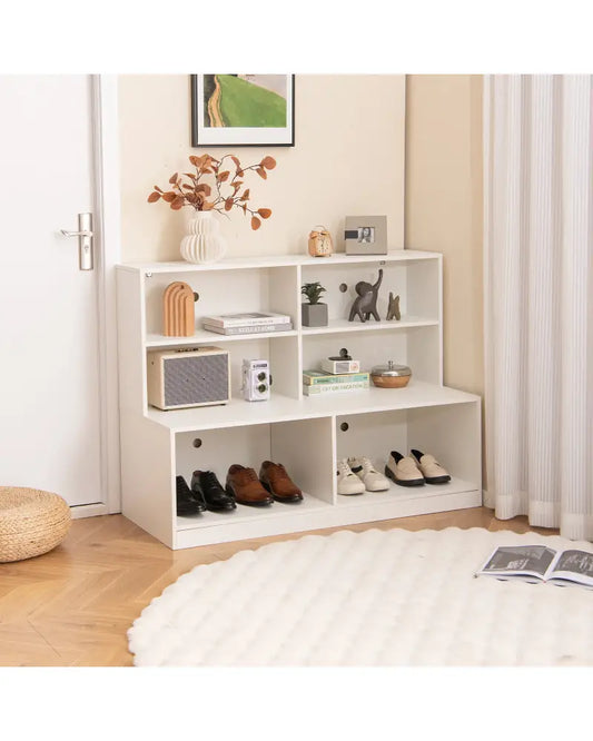 Entryway Shoe Cabinet with 2 Anti-tipping Kits-White - White - Shoe Racks & Storage Benches