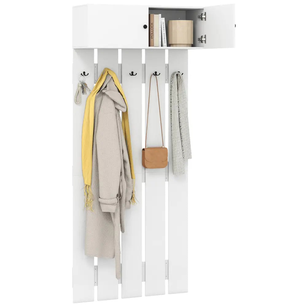Entryway Wall Coat Rack Wall Mounted Coat Clothes Rack-White - White - Coat Racks & Hall Trees