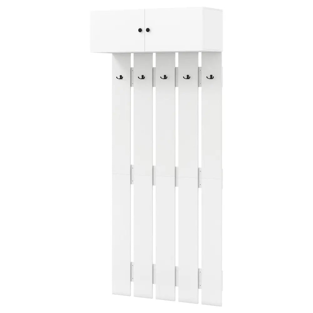 Entryway Wall Coat Rack Wall Mounted Coat Clothes Rack-White - White - Coat Racks & Hall Trees