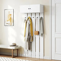 Entryway Wall Coat Rack Wall Mounted Coat Clothes Rack-White - White - Coat Racks & Hall Trees