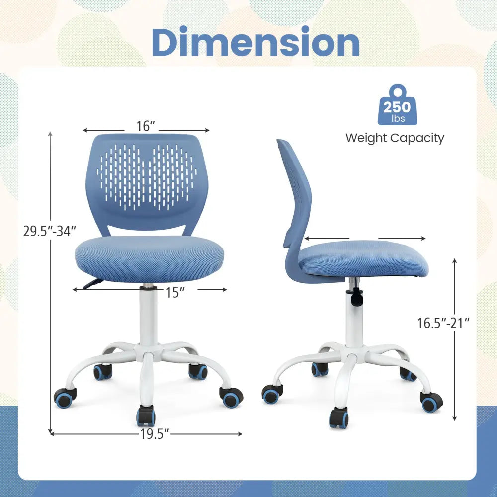 Ergonomic Children Study Chair with Adjustable Height-Blue - Blue - Kids Chairs & Seating
