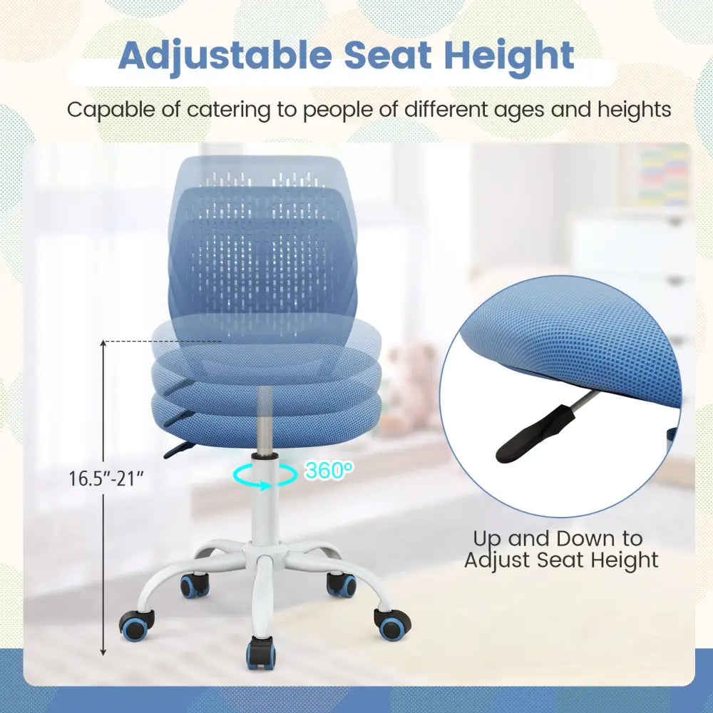 Ergonomic Children Study Chair with Adjustable Height-Blue - Blue - Kids Chairs & Seating