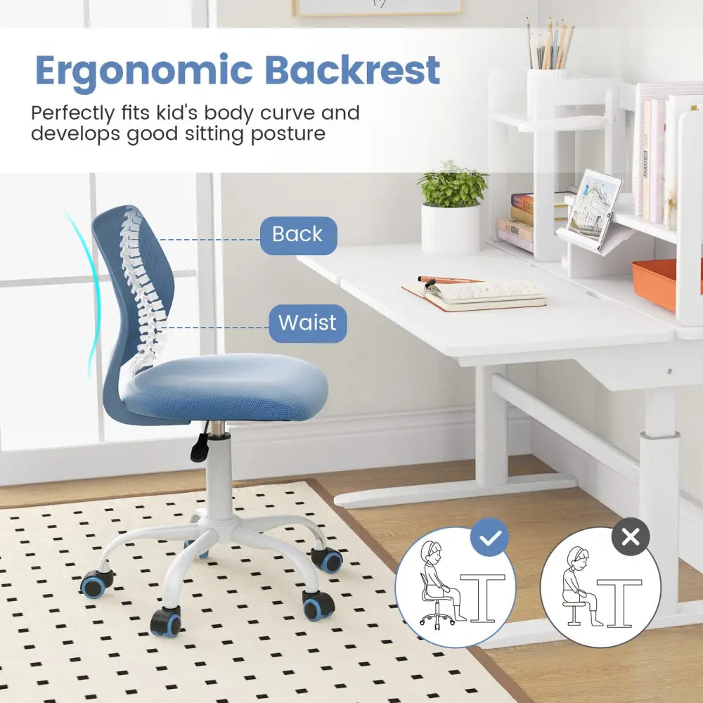 Ergonomic Children Study Chair with Adjustable Height-Blue - Blue - Kids Chairs & Seating