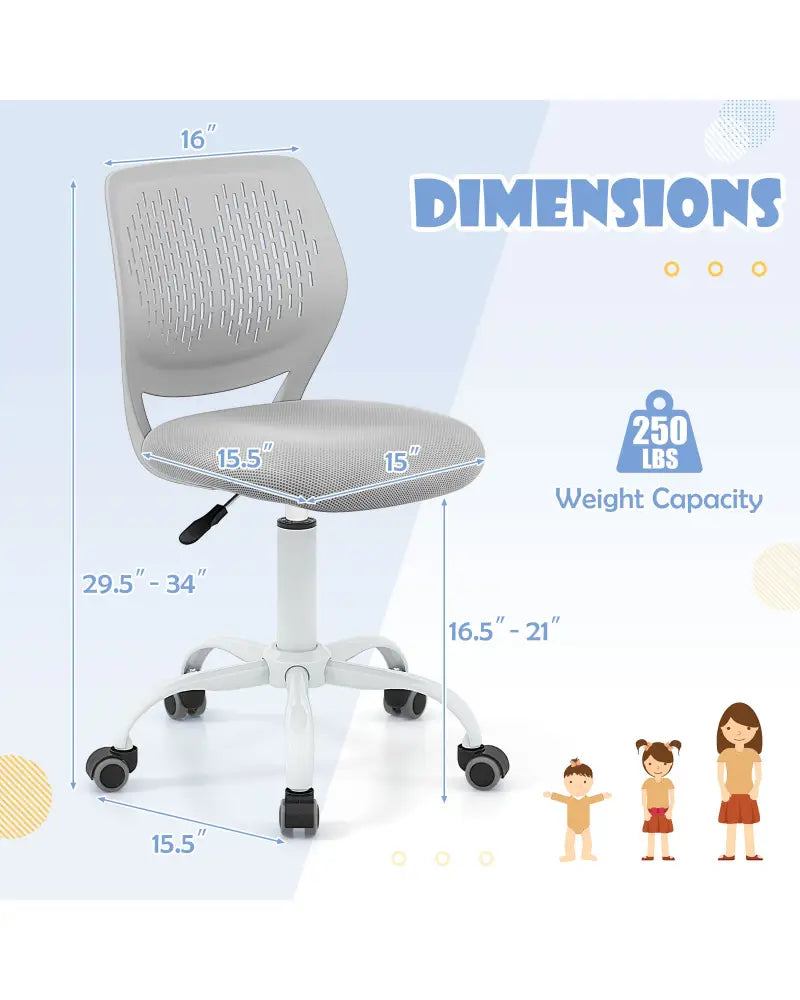 Ergonomic Children Study Chair with Adjustable Height-Gray - Gray - Kids Chairs & Seating