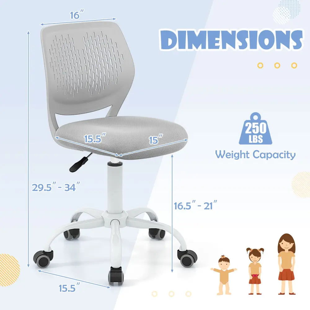 Ergonomic Children Study Chair with Adjustable Height-Gray - Gray - Kids Chairs & Seating