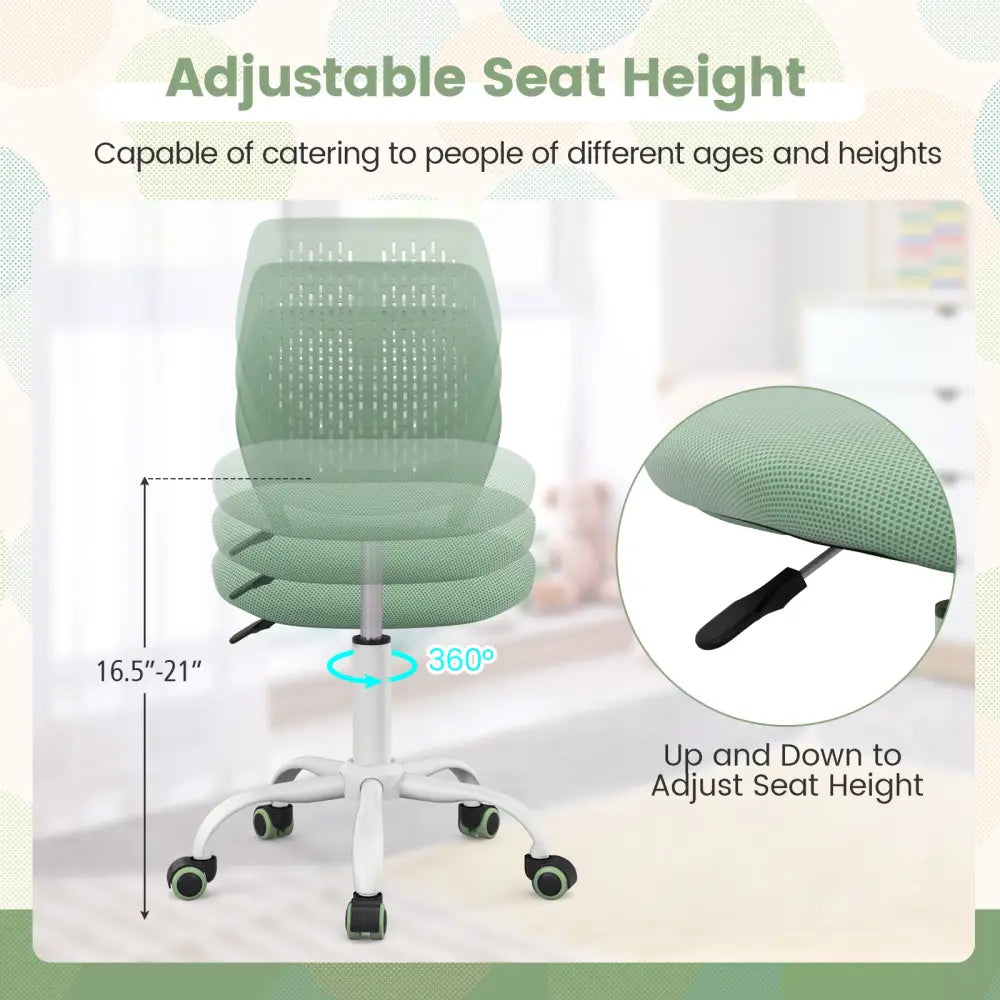 Ergonomic Children Study Chair with Adjustable Height-Green - Green - Kids Chairs & Seating
