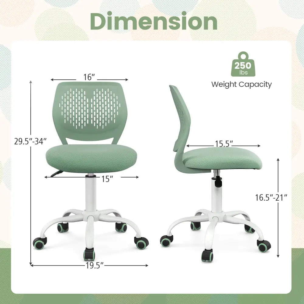 Ergonomic Children Study Chair with Adjustable Height-Green - Green - Kids Chairs & Seating