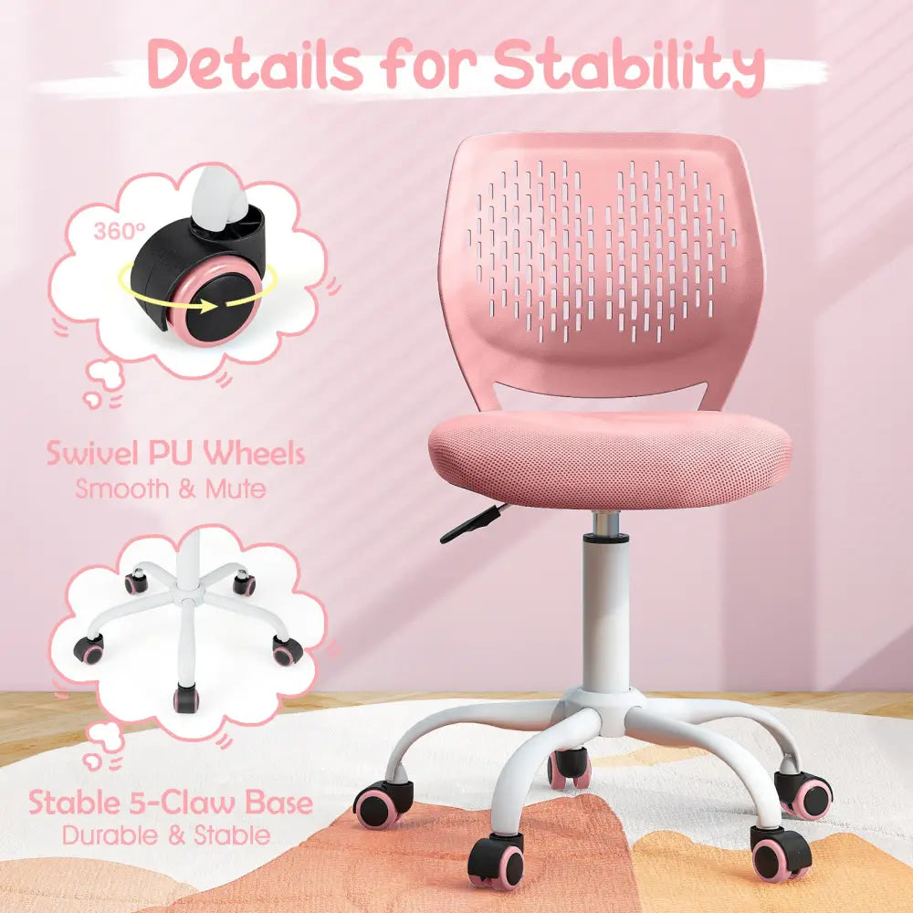 Ergonomic Children Study Chair with Adjustable Height-Light Pink - Light Pink - Kids Chairs & Seating