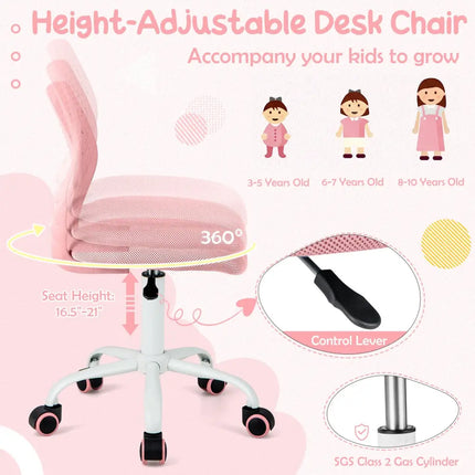 Ergonomic Children Study Chair with Adjustable Height-Light Pink - Light Pink - Kids Chairs & Seating