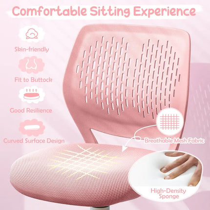 Ergonomic Children Study Chair with Adjustable Height-Light Pink - Light Pink - Kids Chairs & Seating