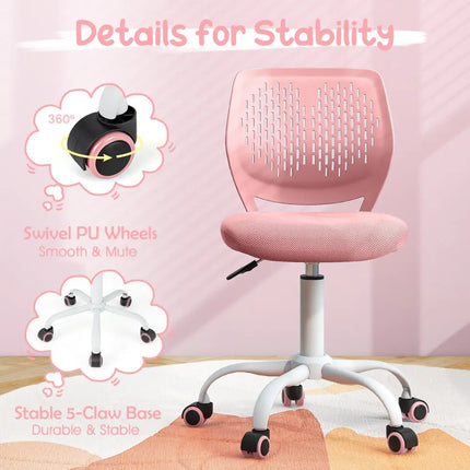 Ergonomic Children Study Chair with Adjustable Height-Light Pink - Light Pink - Kids Chairs & Seating