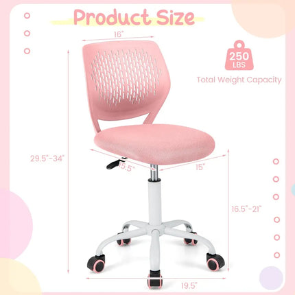 Ergonomic Children Study Chair with Adjustable Height-Light Pink - Light Pink - Kids Chairs & Seating