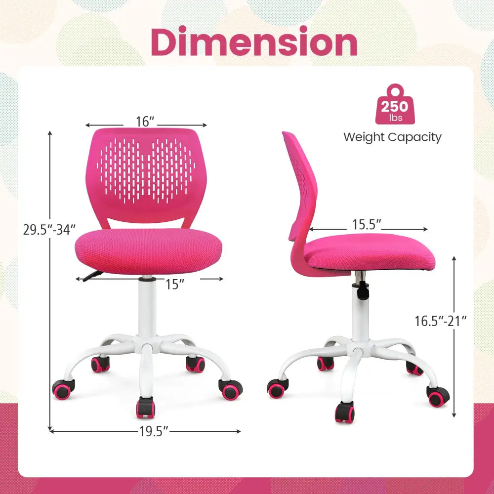 Ergonomic Children Study Chair with Adjustable Height-Pink - Pink - Kids Chairs & Seating