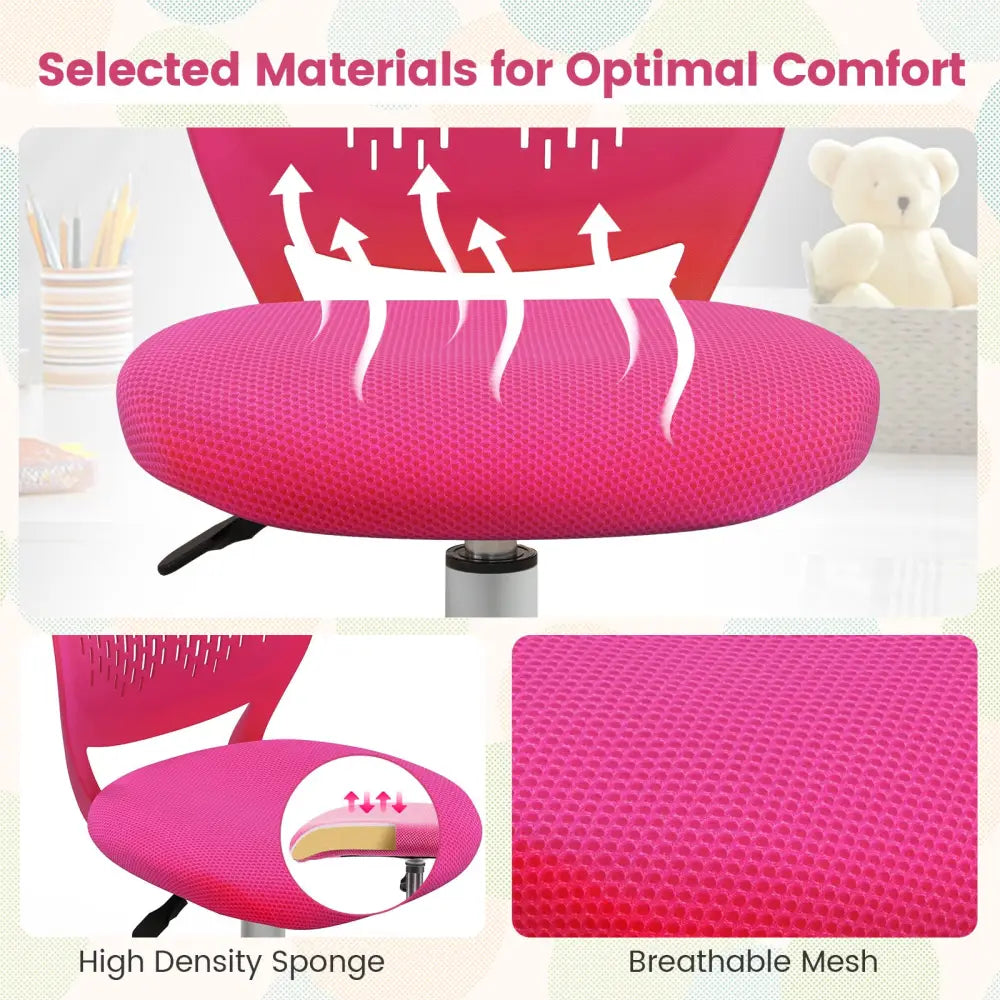 Ergonomic Children Study Chair with Adjustable Height-Pink - Pink - Kids Chairs & Seating