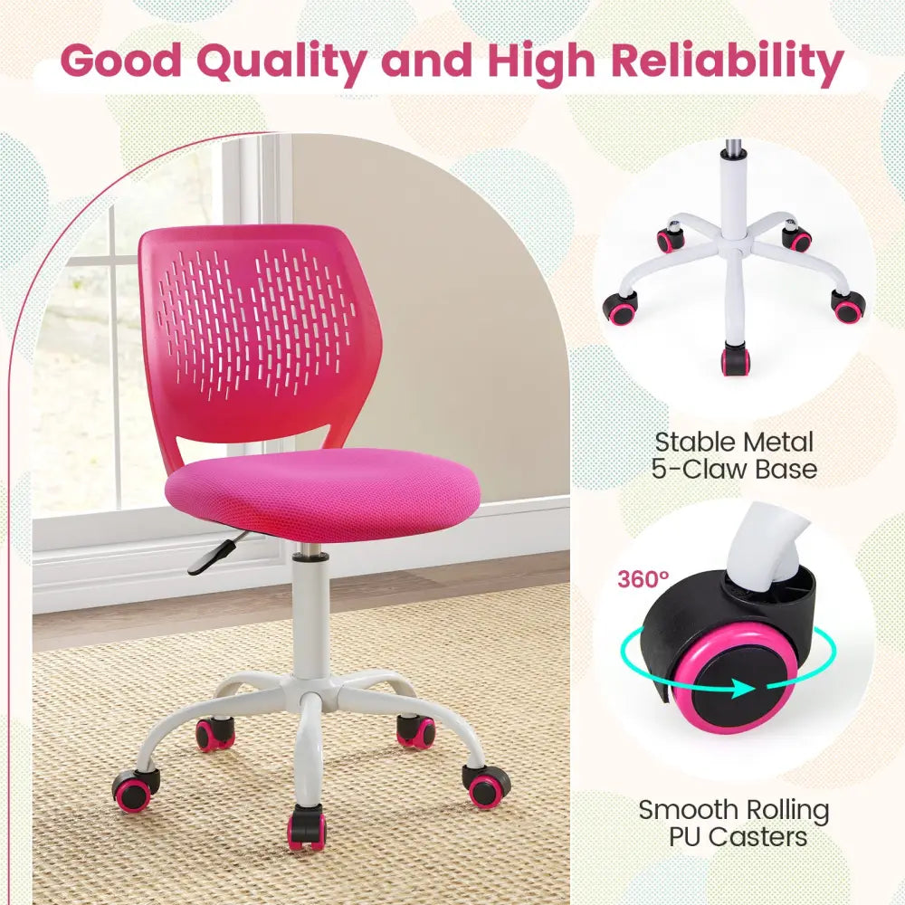 Ergonomic Children Study Chair with Adjustable Height-Pink - Pink - Kids Chairs & Seating