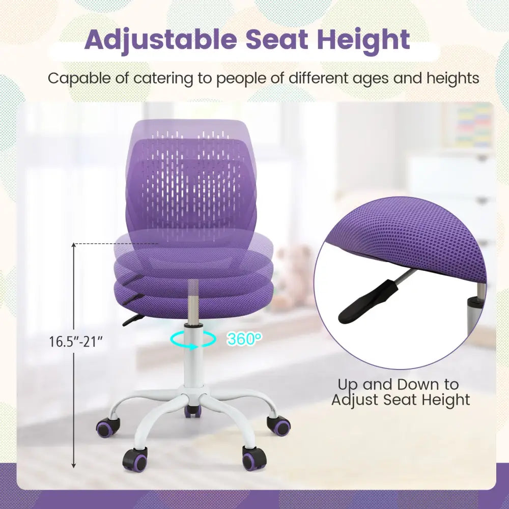 Ergonomic Children Study Chair with Adjustable Height-Purple - Purple - Kids Chairs & Seating