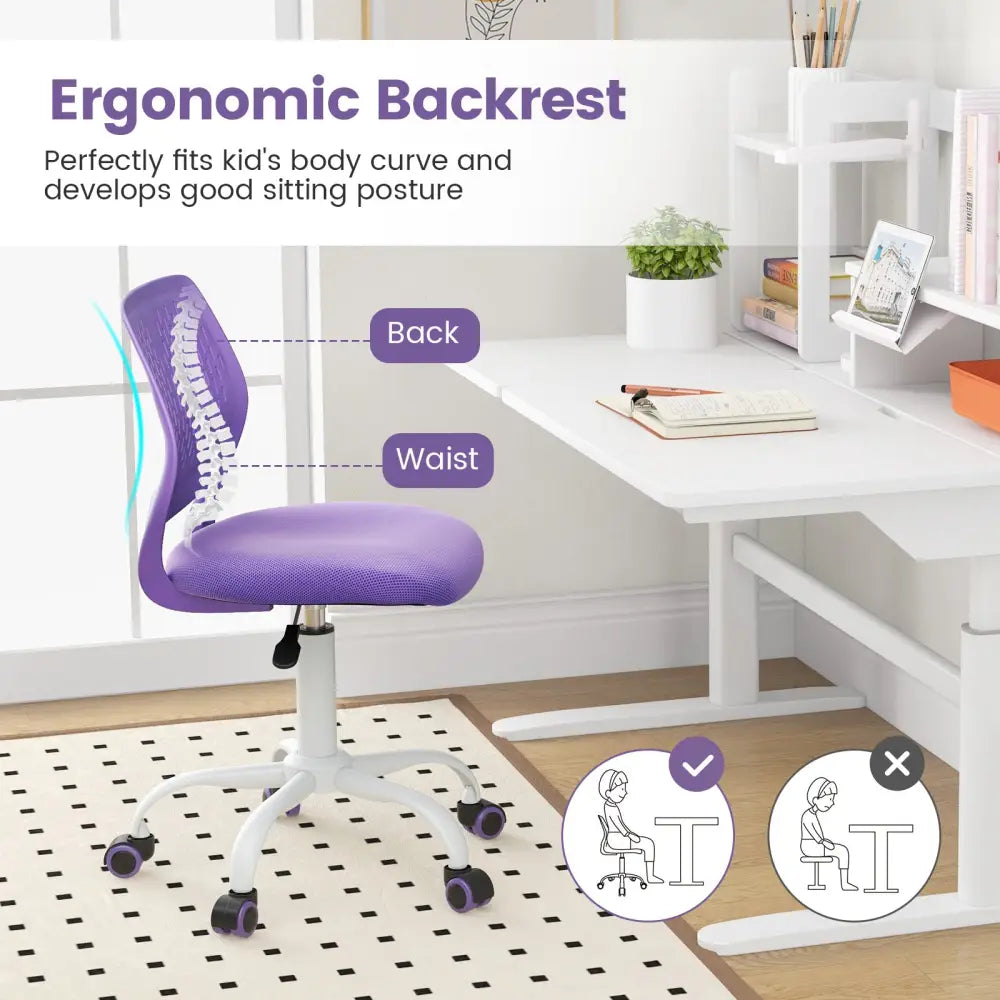 Ergonomic Children Study Chair with Adjustable Height-Purple - Purple - Kids Chairs & Seating