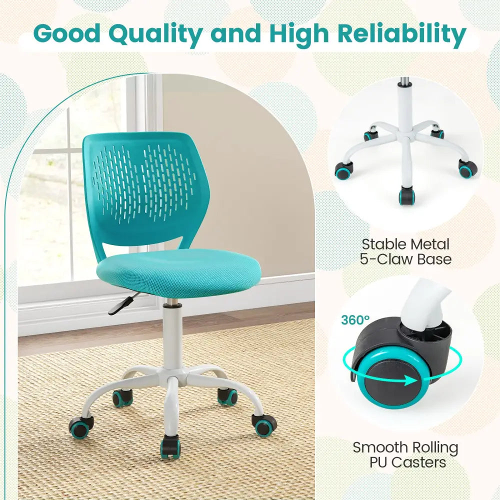 Ergonomic Children Study Chair with Adjustable Height-Turquoise - Turquoise - Kids Chairs & Seating