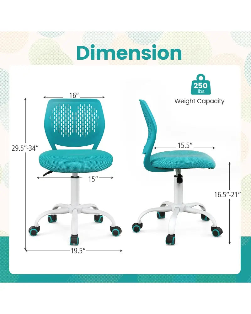 Ergonomic Children Study Chair with Adjustable Height-Turquoise - Turquoise - Kids Chairs & Seating